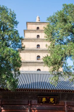 Xian, Çin - Ekim 2019: Xi 'an, Shaanxi, Çin' de Dev Vahşi Kaz Pagoda