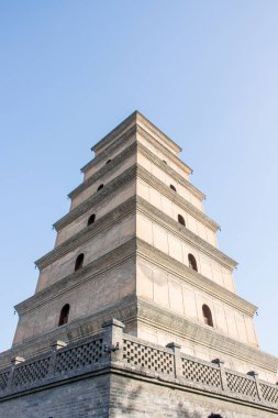 Xian, Çin - Ekim 2019: Xi 'an, Shaanxi, Çin' de Dev Vahşi Kaz Pagoda