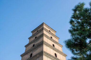 Xian, Çin - Ekim 2019: Xi 'an, Shaanxi, Çin' de Dev Vahşi Kaz Pagoda