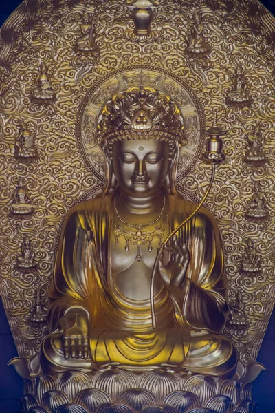 Statue Dorée Seigneur Bouddha Dans Temple Pagode Oie Sauvage Géante — Photo