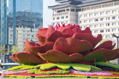 Xian, Çin - Ekim 2019: Xian Şehri Antik şehir turu. Shaanxi Bölgesi