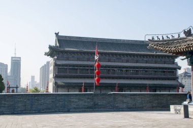 Xian, Çin - Ekim 2019: Xian Şehir Duvarı Günü turu Shaanxi Bölgesi.