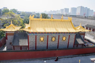 Xian, Çin - Ekim 2019: Xian Şehir Duvarı Günü turu Shaanxi Bölgesi.