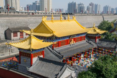 Xian, Çin - Ekim 2019: Xian Şehir Duvarı Günü turu Shaanxi Bölgesi.