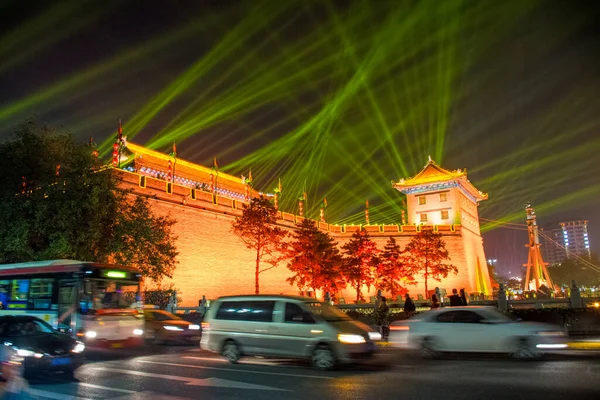 Xian City Wall Night Tour Ancient Town Shaanxi Province China — Stock Photo, Image