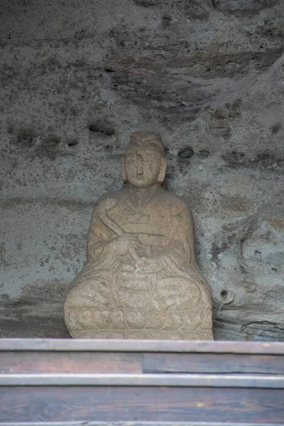 Primer Plano Estatua Buda Dentro Del Templo Concepto Religión Tíbet — Foto de Stock