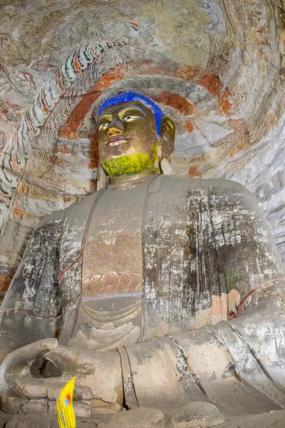 Primer Plano Estatua Buda Dentro Del Templo Concepto Religión Tíbet — Foto de Stock