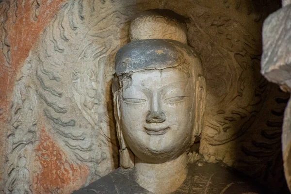 Primer Plano Estatua Buda Dentro Del Templo Concepto Religión Tíbet — Foto de Stock