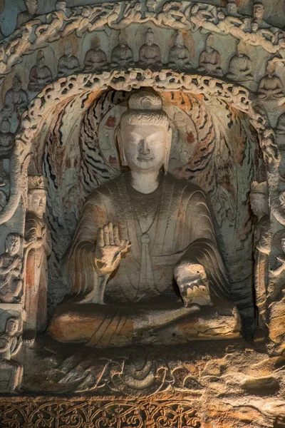 Gros Plan Statue Bouddha Intérieur Temple Concept Religion Tibet — Photo