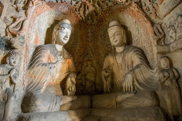 Primer Plano Las Estatuas Buda Dentro Del Templo Concepto Religión — Foto de Stock