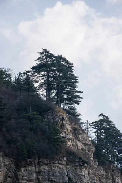 Vista Topo Norte Hengshan Com Mosteiro Taoísta Perto Cidade Datong — Fotografia de Stock