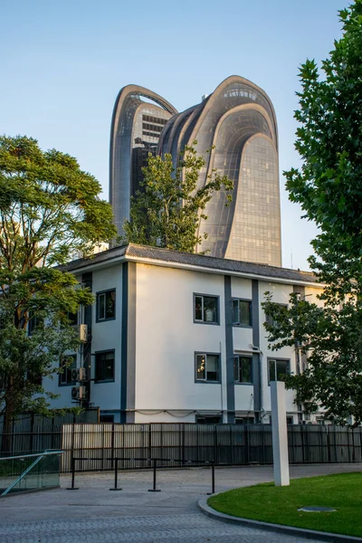 Vista Arquitetura Moderna Chinesa Durante Dia Conceito Viagem — Fotografia de Stock