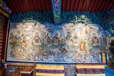 Geleneksel Budist tapınağının içinde, seyahat konsepti 