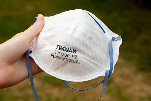 Sydney, Australia 2020-01-05 Trojan P2 disposable respirator mask suitable to protect from bushfire smoke haze particles PM2.5