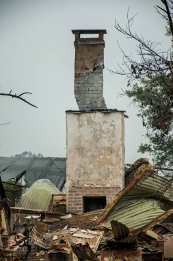 Avustralya yangınından sonra, Avustralya 'daki Mavi Dağlar' da yanan bir baca kaldı.
