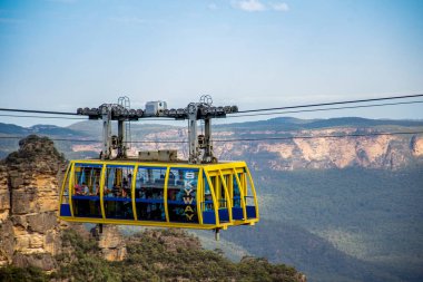 Blue Mountains, Australia -2016-02-14 Scenic Skyway Cable car glides between cliff tops at Katoomba, Blue Mountains clipart