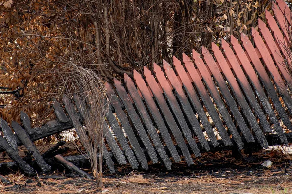 Australian bushfire aftermath: Burnt fence at Balmoral Village, Australia — Stock Photo, Image