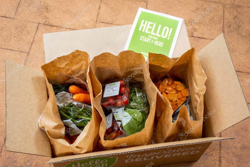 Sydney, Australia 2020-05-09 Hello Fresh meal kits in a cardboard box