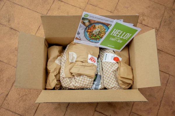 Sydney Avustralya 2020 Merhaba Karton Kutuda Taze Yemek Kitleri — Stok fotoğraf