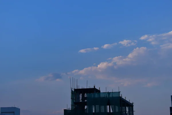 Ciel Bleu Avec Nuages Blancs Fond Nature — Photo