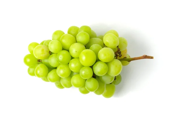 Frische grüne Trauben isoliert auf weißem Hintergrund Draufsicht. — Stockfoto