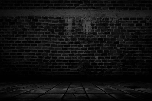 Empty dark brick room with light and shadow studio background. — Stock Photo, Image