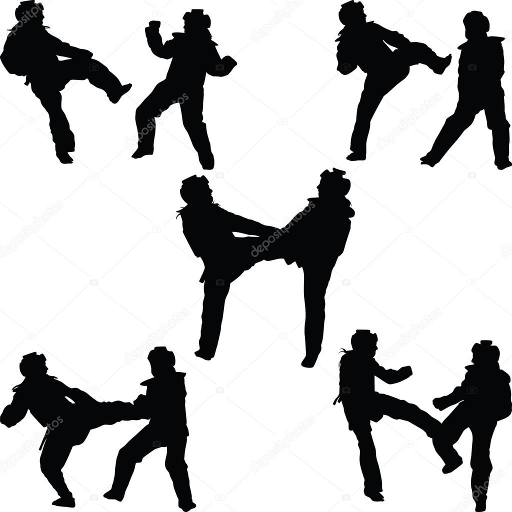 taekwondo woman silhouette vector