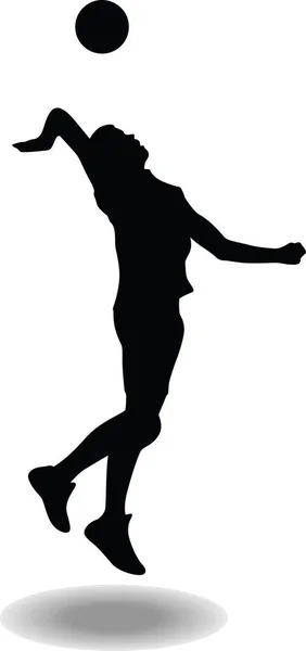 Voleybol erkek oyuncu siluet — Stok Vektör