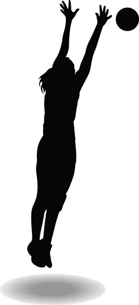 Silhouette joueuse de volley-ball — Image vectorielle