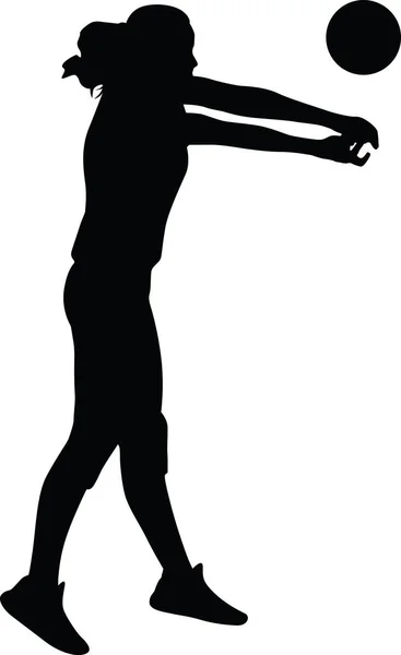 Silhouette joueuse de volley-ball — Image vectorielle