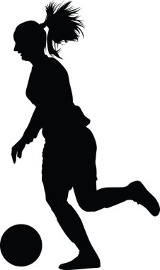 Futbol kadınlar siluet. çalan kız