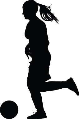 Futbol kadınlar siluet. çalan kız