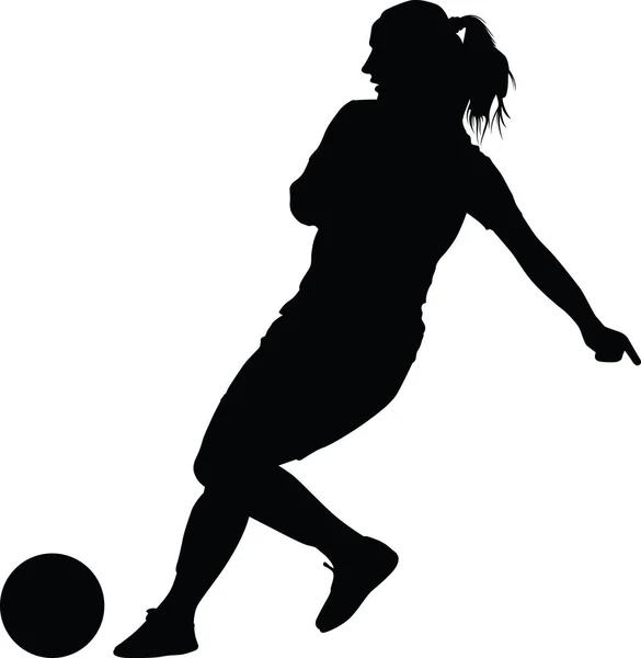 Silueta ženy fotbal. dívka přehrávač — Stockový vektor