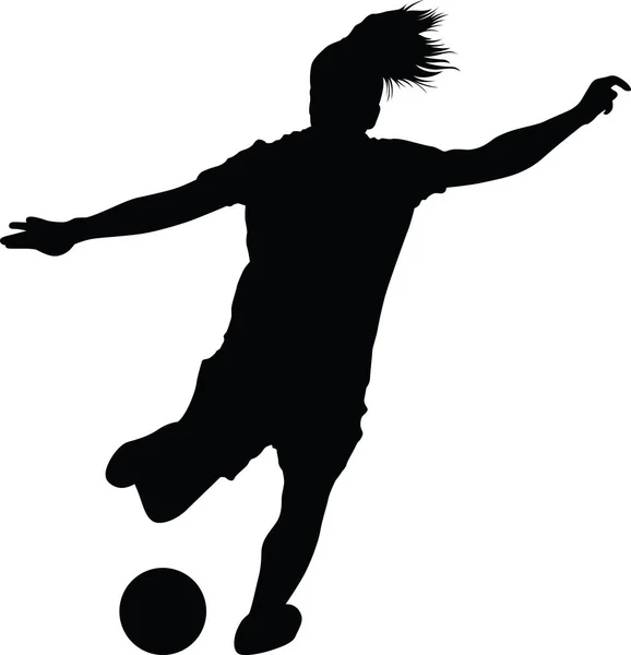Silueta de mujeres de fútbol. chica jugador — Vector de stock
