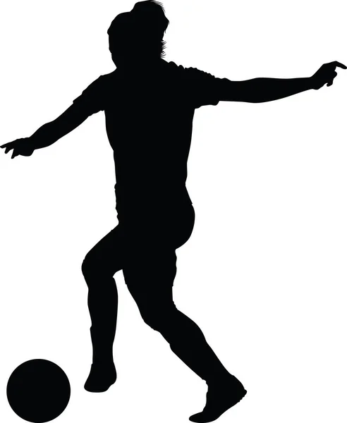 サッカーの女性シルエット。女の子プレイヤー — ストックベクタ