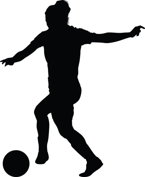 Fußball Frauen Silhouette. Spielerin — Stockvektor