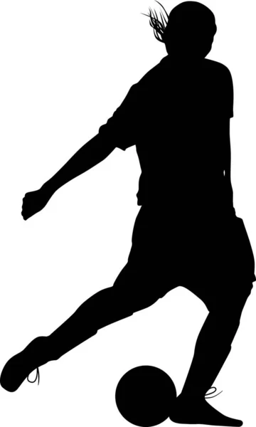 Fille avec un ballon jouer au football. femme jouer au football — Image vectorielle