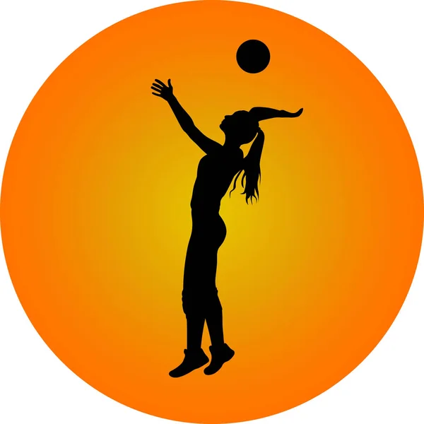 Mädchen spielt Volleyball Silhouette Web-Ikone — Stockvektor