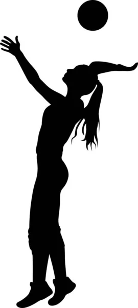 Fille joue silhouette de volleyball — Image vectorielle