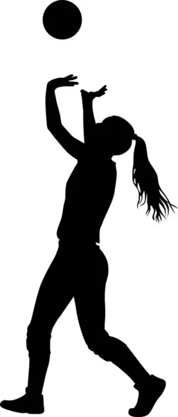 Fille jouer volley-ball silhouette — Image vectorielle