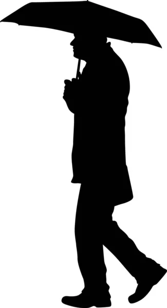 Man with umbrella silhouette — Stock Vector