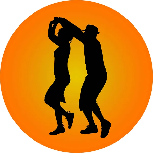 Άντρας με καπέλο και γυναίκα που χορεύει — Διανυσματικό Αρχείο