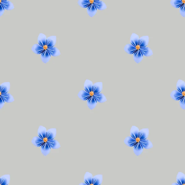 Pattern Blue Paper Flower Gray Background Flat Lay Top View — Stock Photo, Image