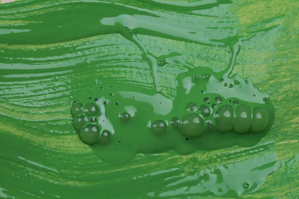 Abstract Groene Verf Penseelstreken Aquarel Achtergrond Geel Papier — Stockfoto