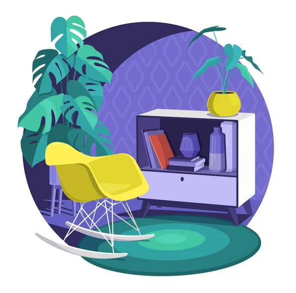 Fragmento Vectorial Interior Estilo Escandinavo Sillón Cerca Una Mesa Centro — Vector de stock