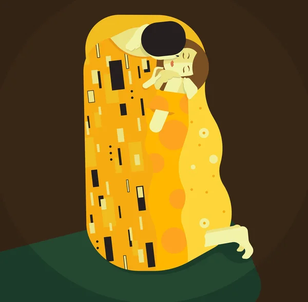 Bacio Klimt Ispirato Arte Astratta Pittura Vettoriale Piatta Sul Terreno — Vettoriale Stock