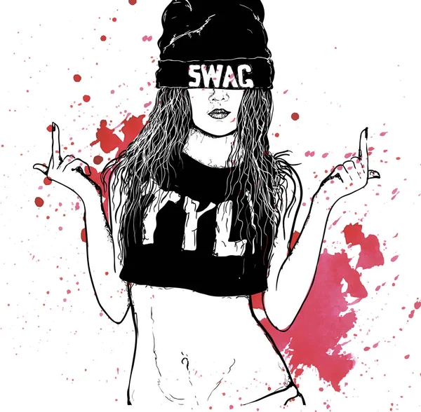 Hip hop swag fille — Image vectorielle