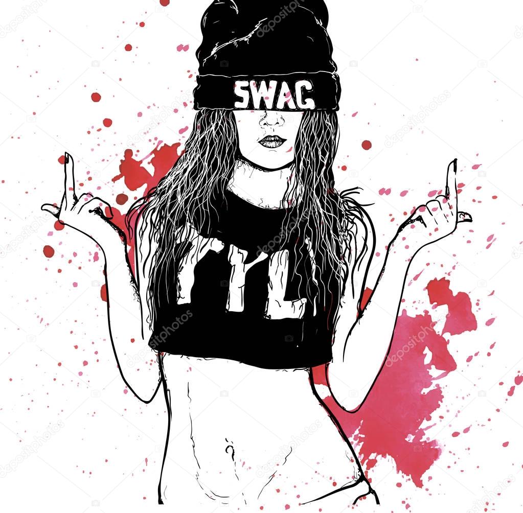 Fille de swag hip-hop — Image vectorielle Lviktoria25 ...