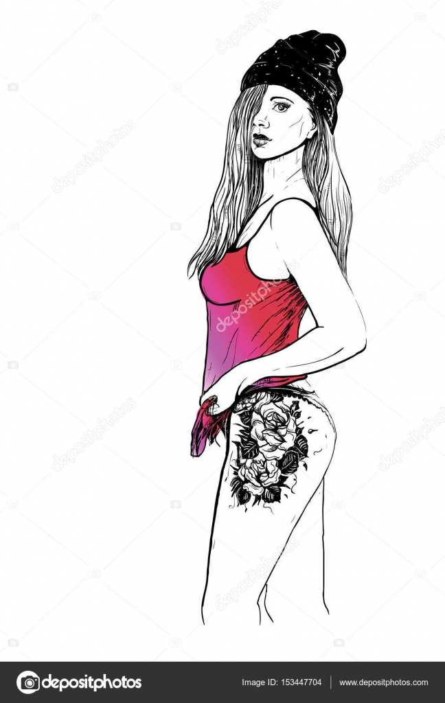 Clip Art Cap Pretty Girl In A Cap Vector Clip Art Stock