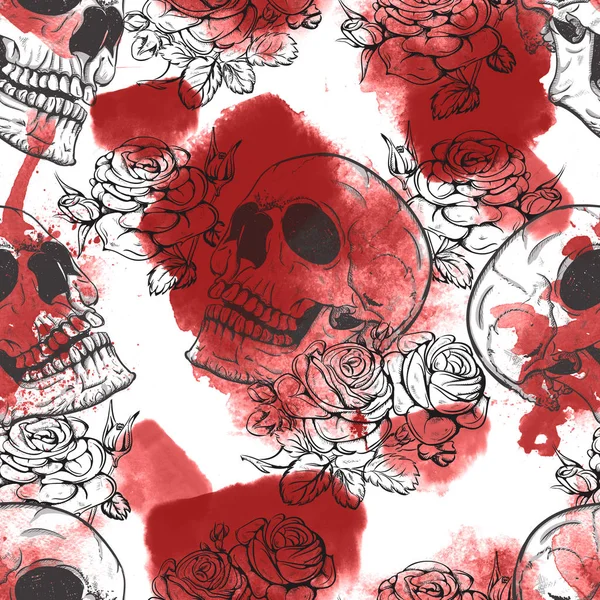 Roses and skulls — Stock Photo, Image